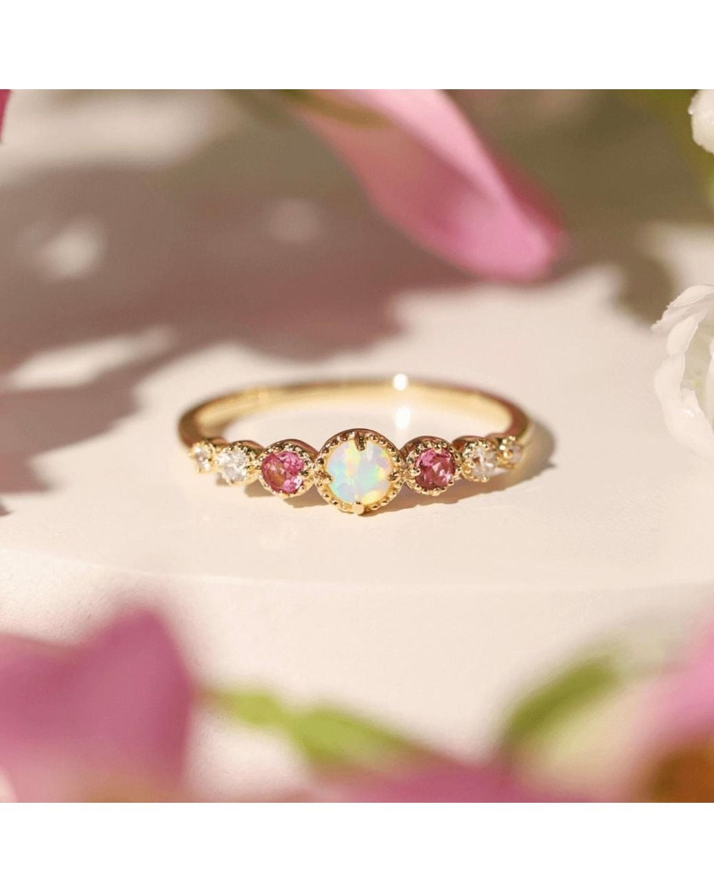 Azura Jewelry New York Metallic Divinity Opal Tourmaline Ring Vermeil