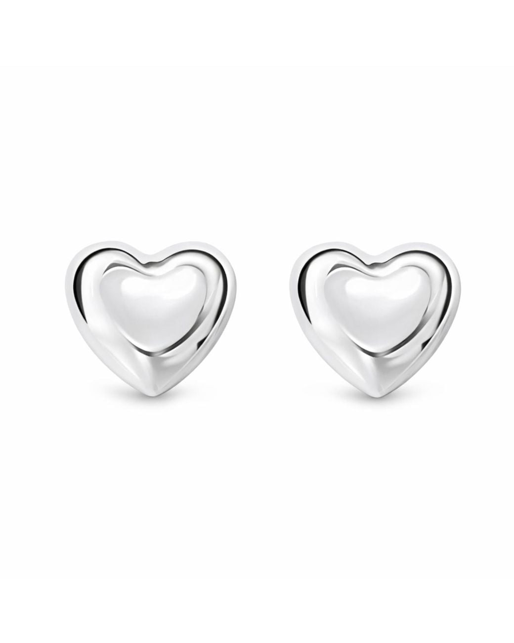 Unaloe Metallic Sterling Heart-Shaped Stud Earrings – Elegant Love-Inspired Jewelry, Polished Finish, Timeless Gift For Her