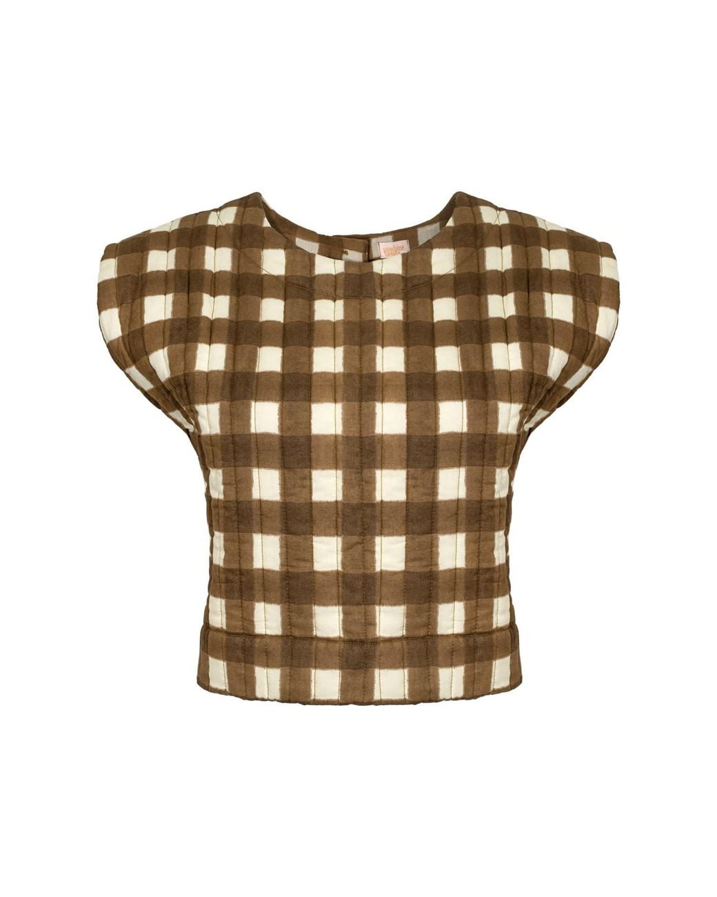 SUNSHINE TIENDA Green Painted Gingham Quilted Greta Top