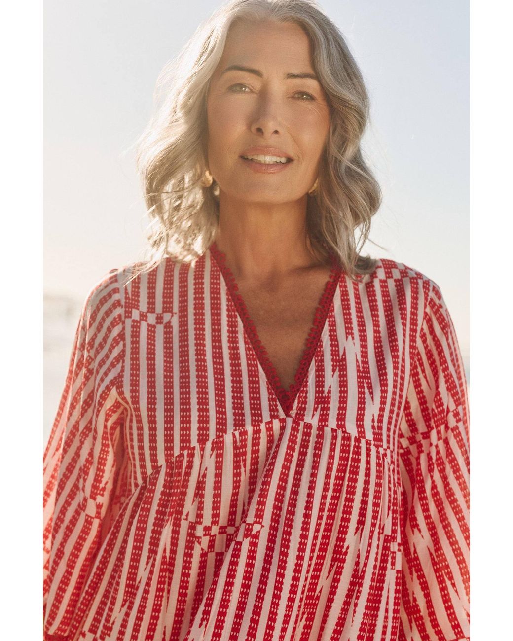 Adrift Clothing Red Mable Cotton Silk Short Dress