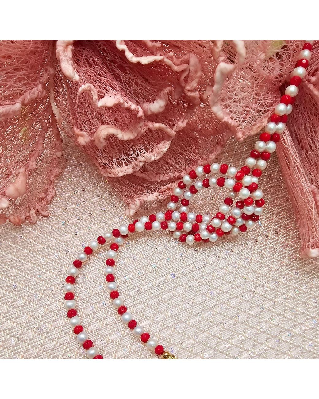 Farra Metallic Freshwater Pearl & Bamboo Coral Convertible Lariat Necklace