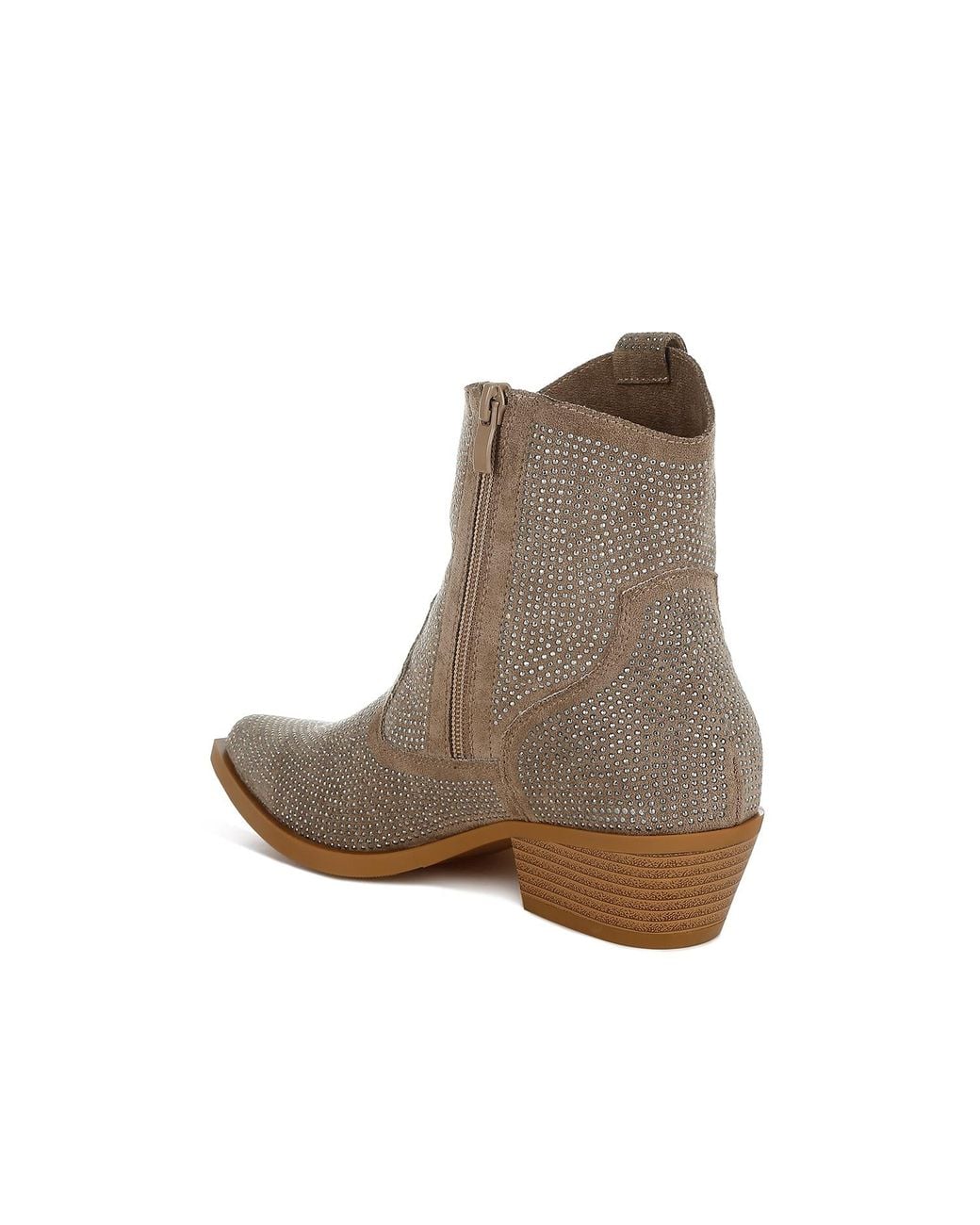 Rag & Co Brown Neutrals Costello Rhinestones Embellished Cowboy Boots