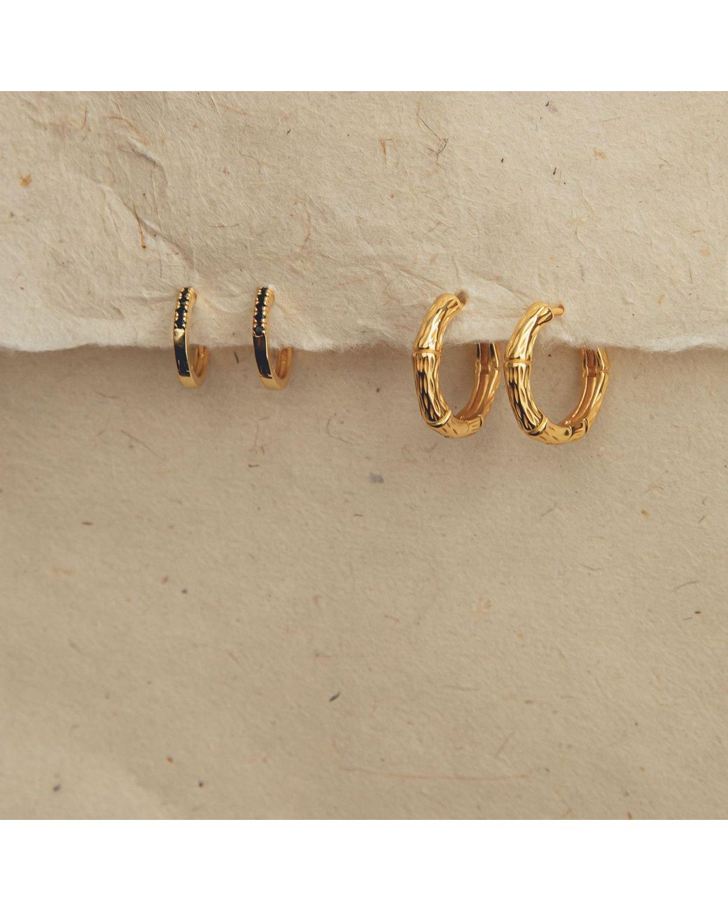 NASI SILVER Metallic Adaya Huggie Hoops- Onyx