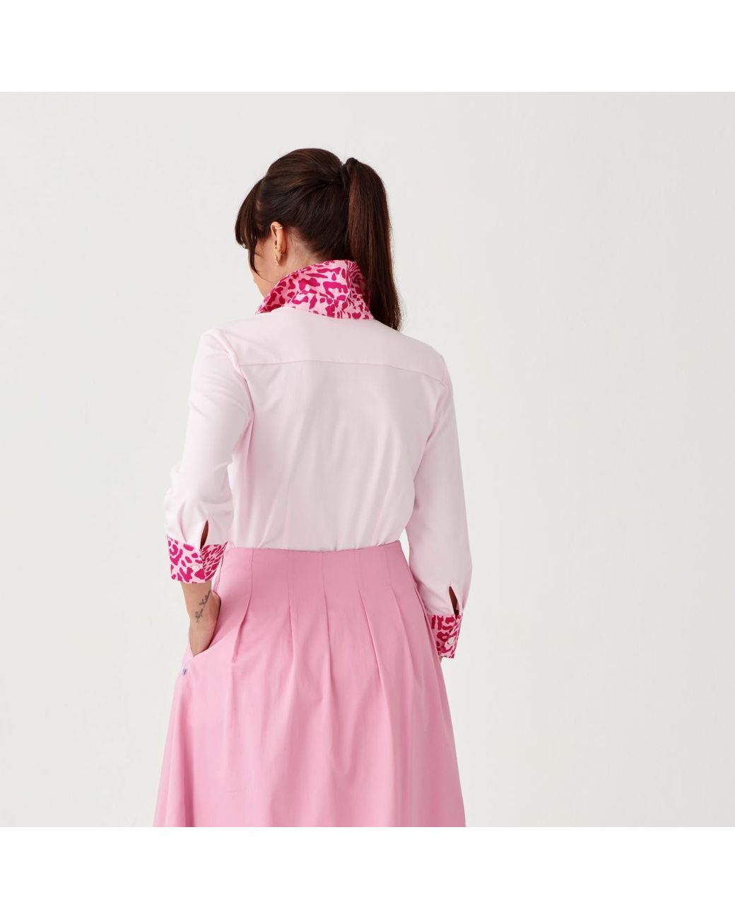 Perlavera Red Tina Three Quarter Sleeve Length Shirt With Printed Details
