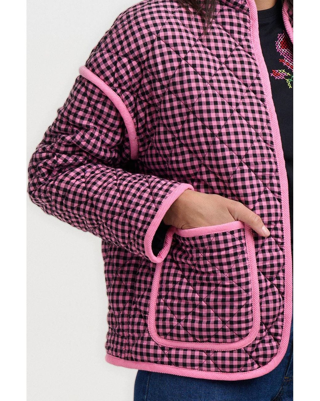 Sugarhill Purple Elowen Quilted Jacket Rose Gingham