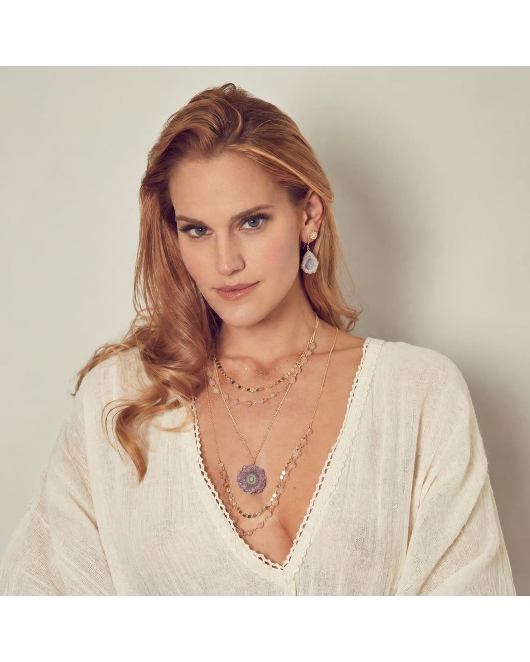 Heather Hawkins Jewelry Green Get Lucky Layered Gemstone And Coin Chain Necklace