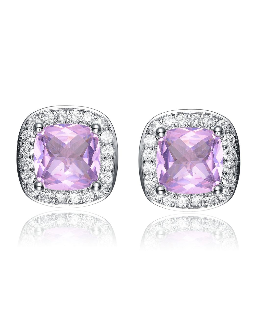 Genevive Jewelry Purple Rachel Glauber Plated Square Stud Earrings With Cubic Zirconia