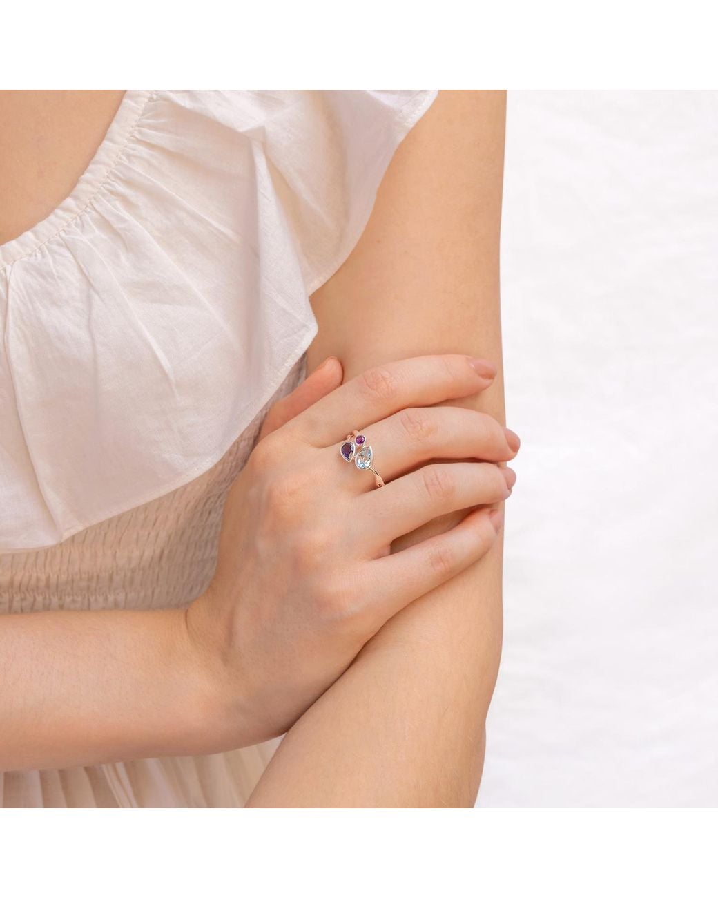 Isla Silver Blue Topaz, Iolite & Amethyst Ring
