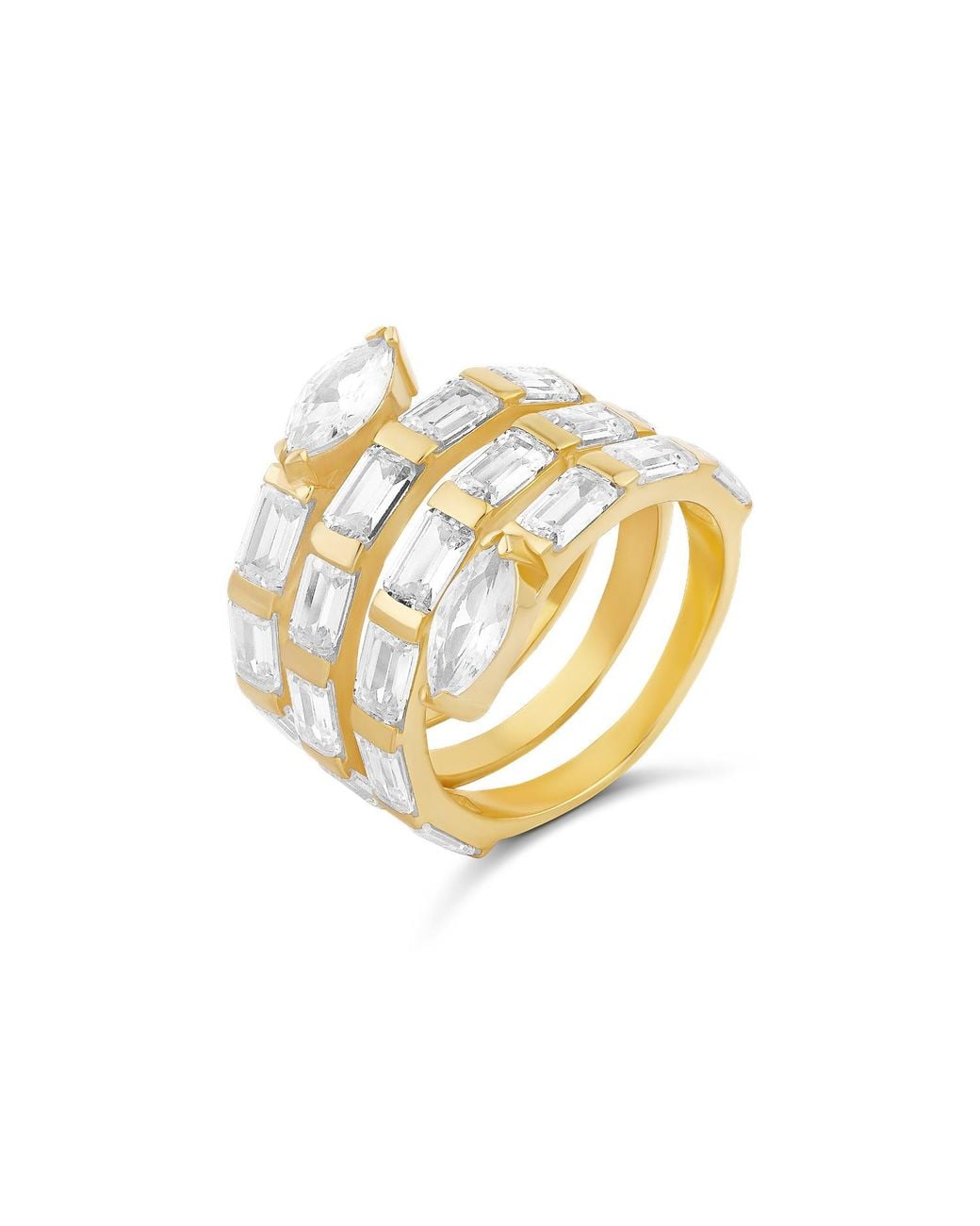 SHYMI Metallic Baguette Statement Swirl Ring