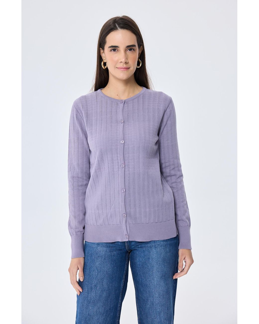 Peraluna Purple Celine Openwork Knit Cardigan