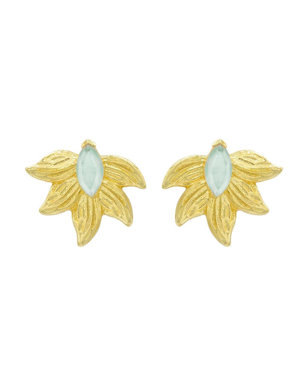 Marcia Moran Yellow Lili Stud Earrings With Aqua Doublet Stone