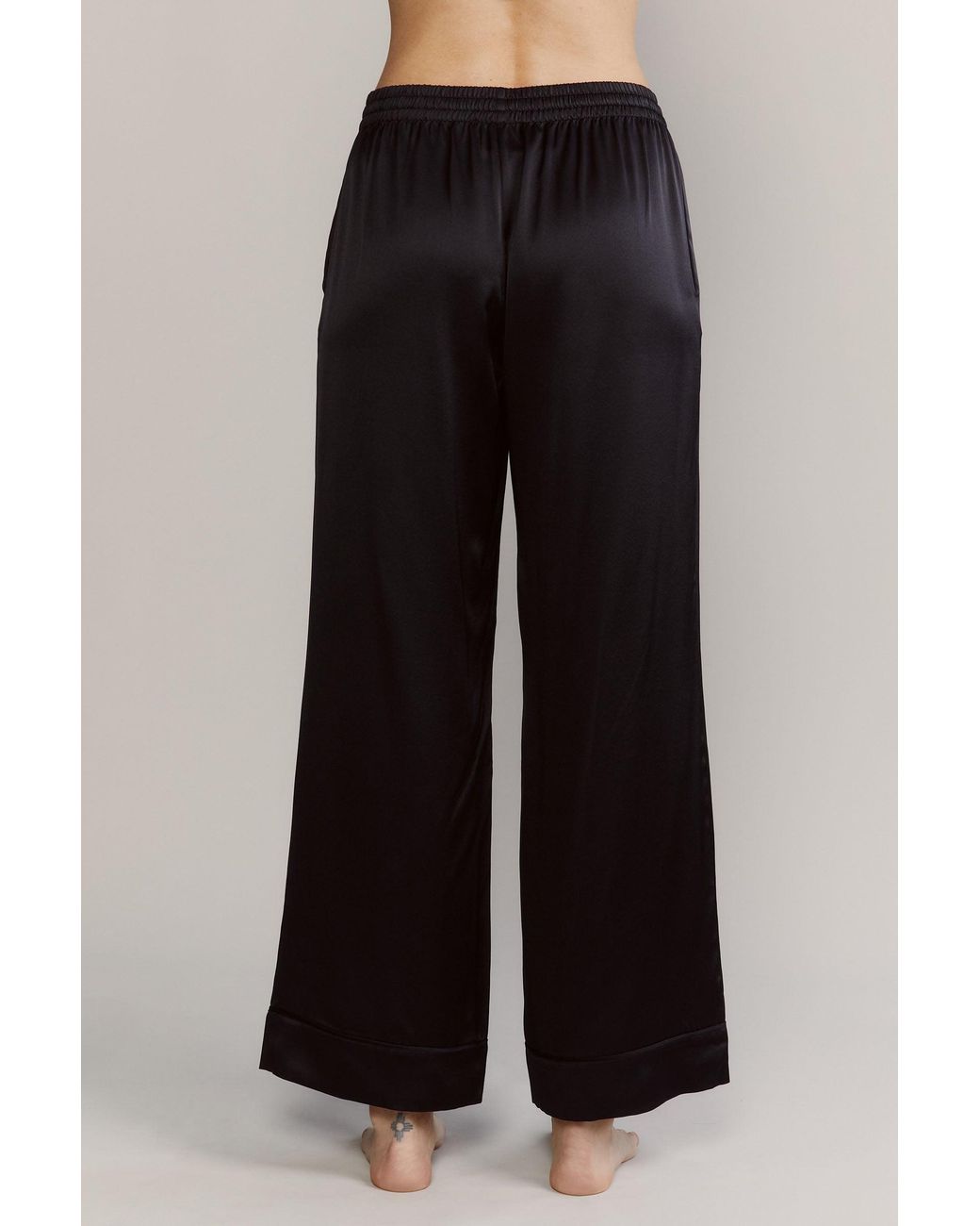 Kato Black Colony Silk Satin Pajamas