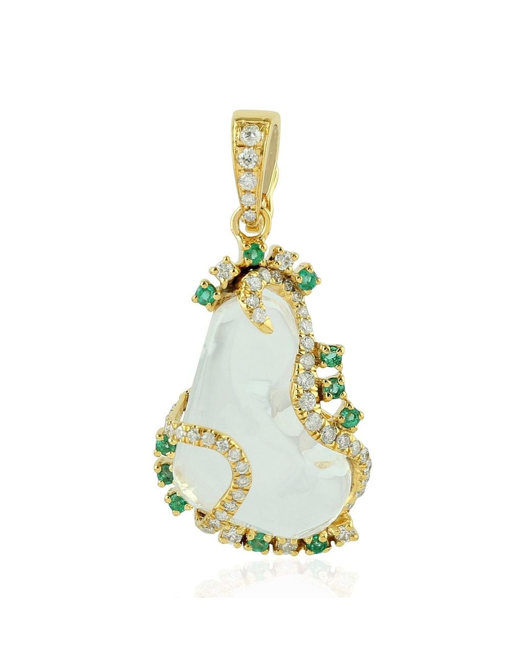 Artisan Metallic 18K Opal, Emerald & Diamond Pendant