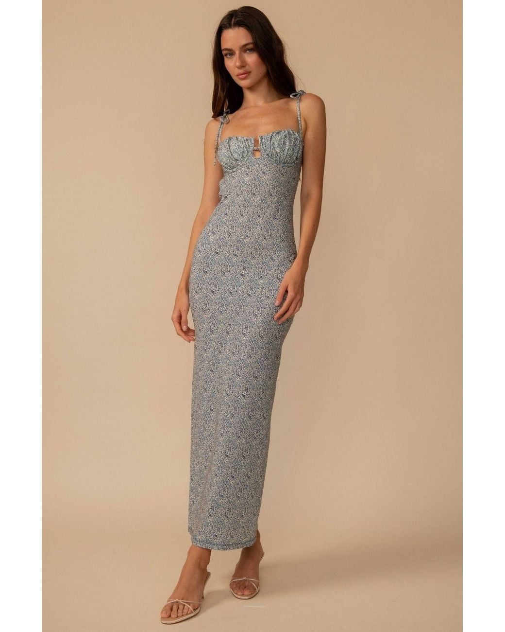 Montce Blue Petite Fleur Petal Long Slip Dress