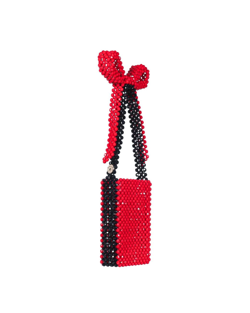 Tillie Beads Red Bow Beaded Shoulder Bag