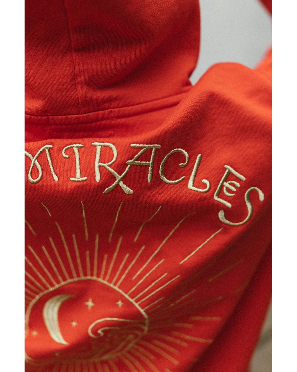 Miracles Manifester Orange Show Your Love Affirmation Embroidered Hoodie