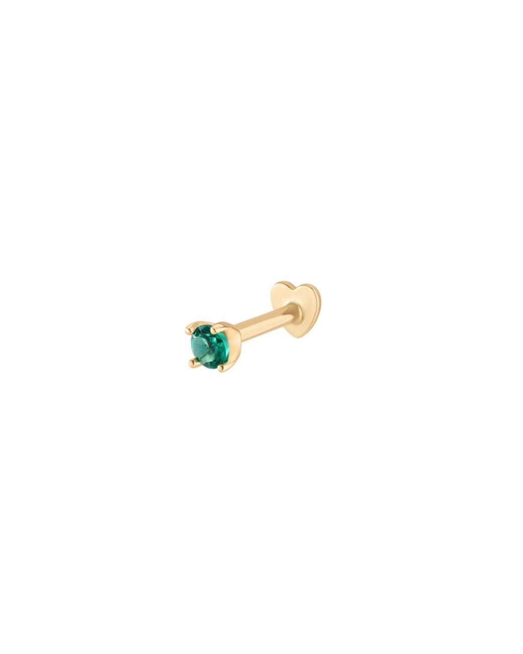 Vanhi Metallic 14K Solid Emerald Flat Back Stud