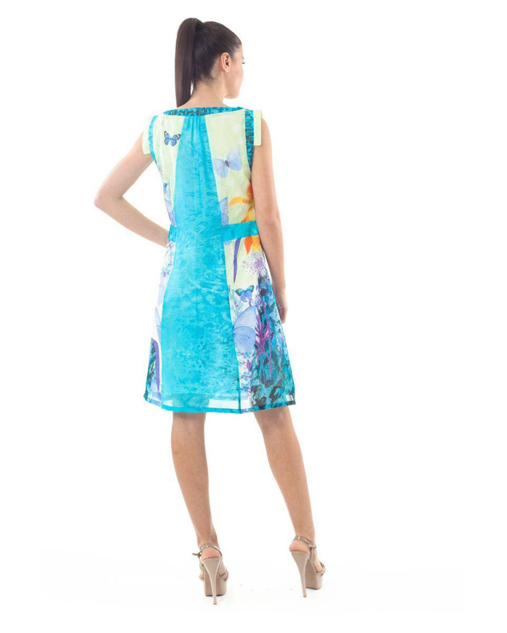 Conquista Blue Floral Poplin Dress