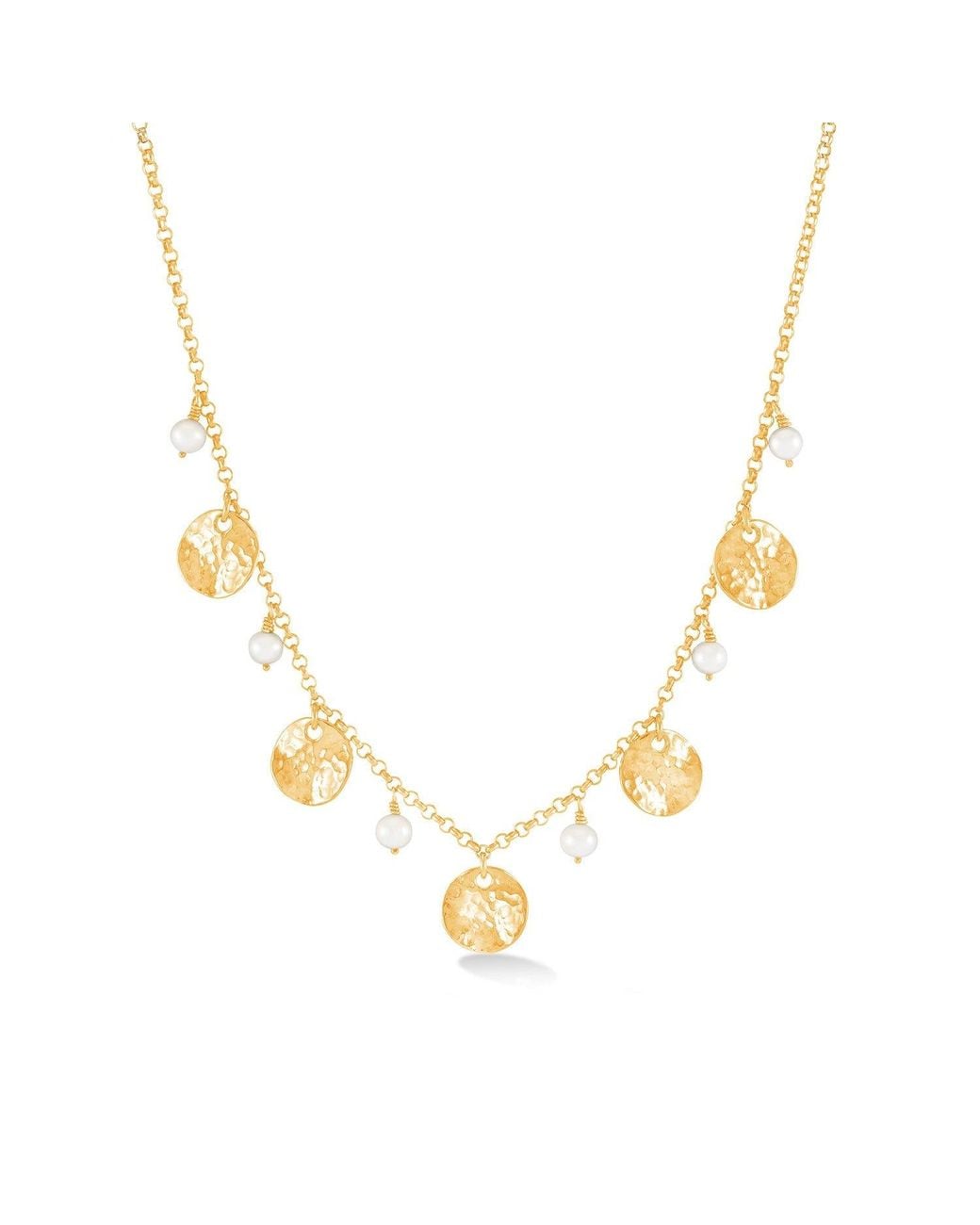 Dower & Hall Metallic Luna Pearl & Disc Collar Necklace