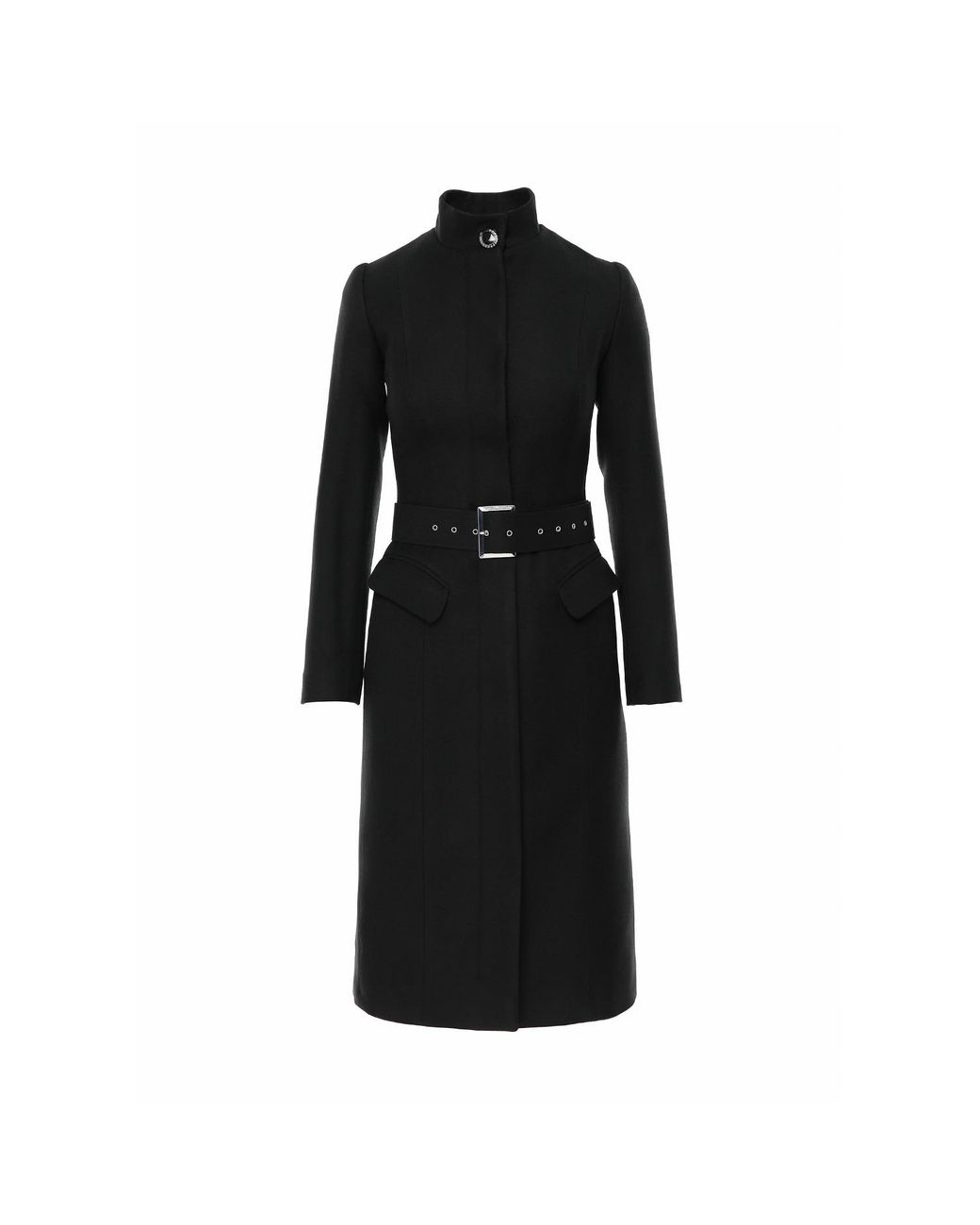 AVENUE No.29 Black Midi Length Wool Coat With Belt