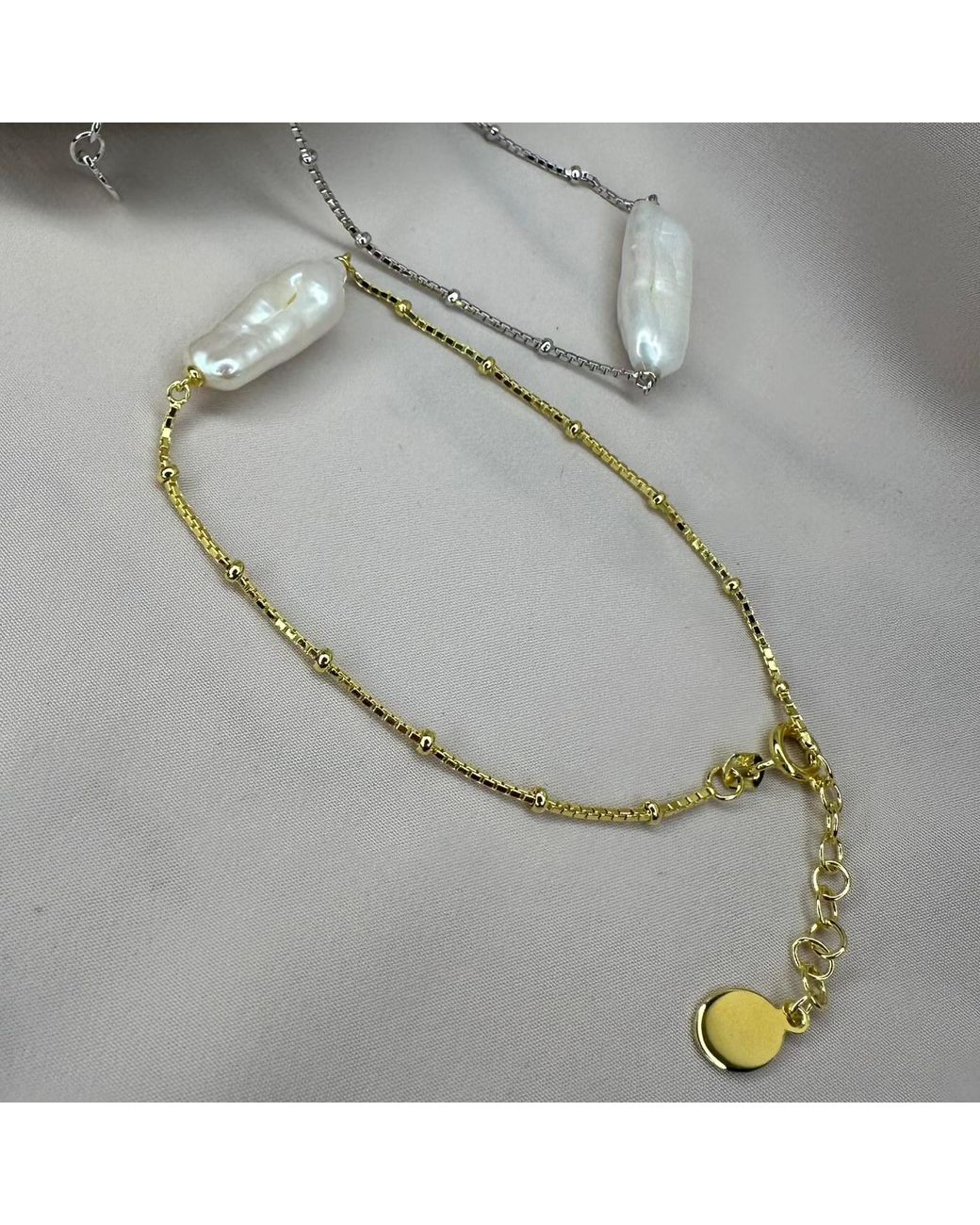 Clemence Wren Metallic Baroque Freshwater Pearl Bracelet