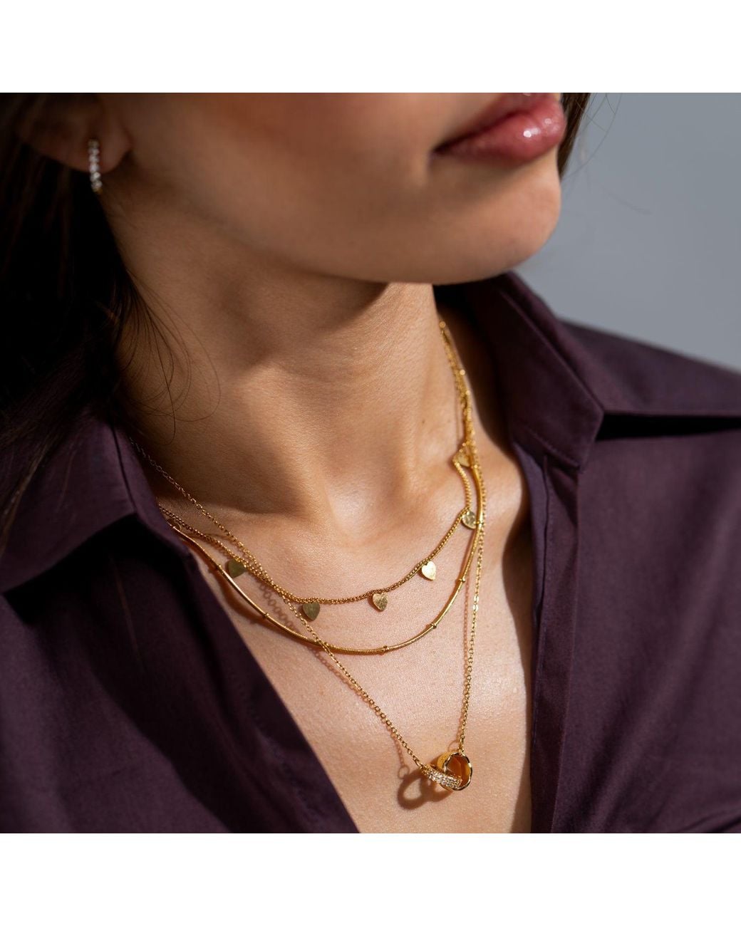 Ebru Jewelry Metallic Together Always Dual Ring Necklace