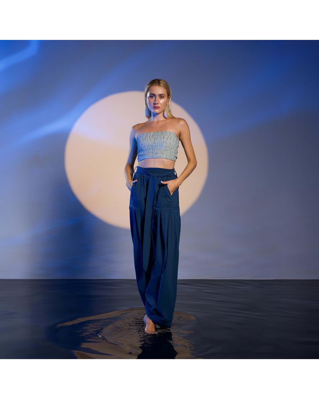 Zhenabia Blue Boho Harem Pants