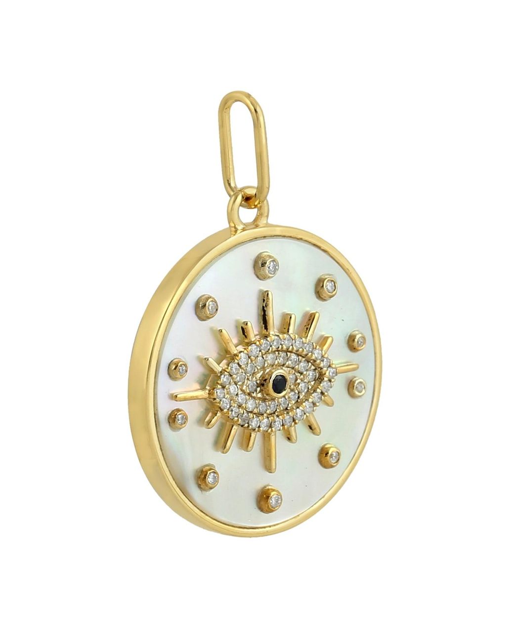 Artisan Metallic 14K Mop Evil Eye Diamond & Sapphire Medallion Pendant