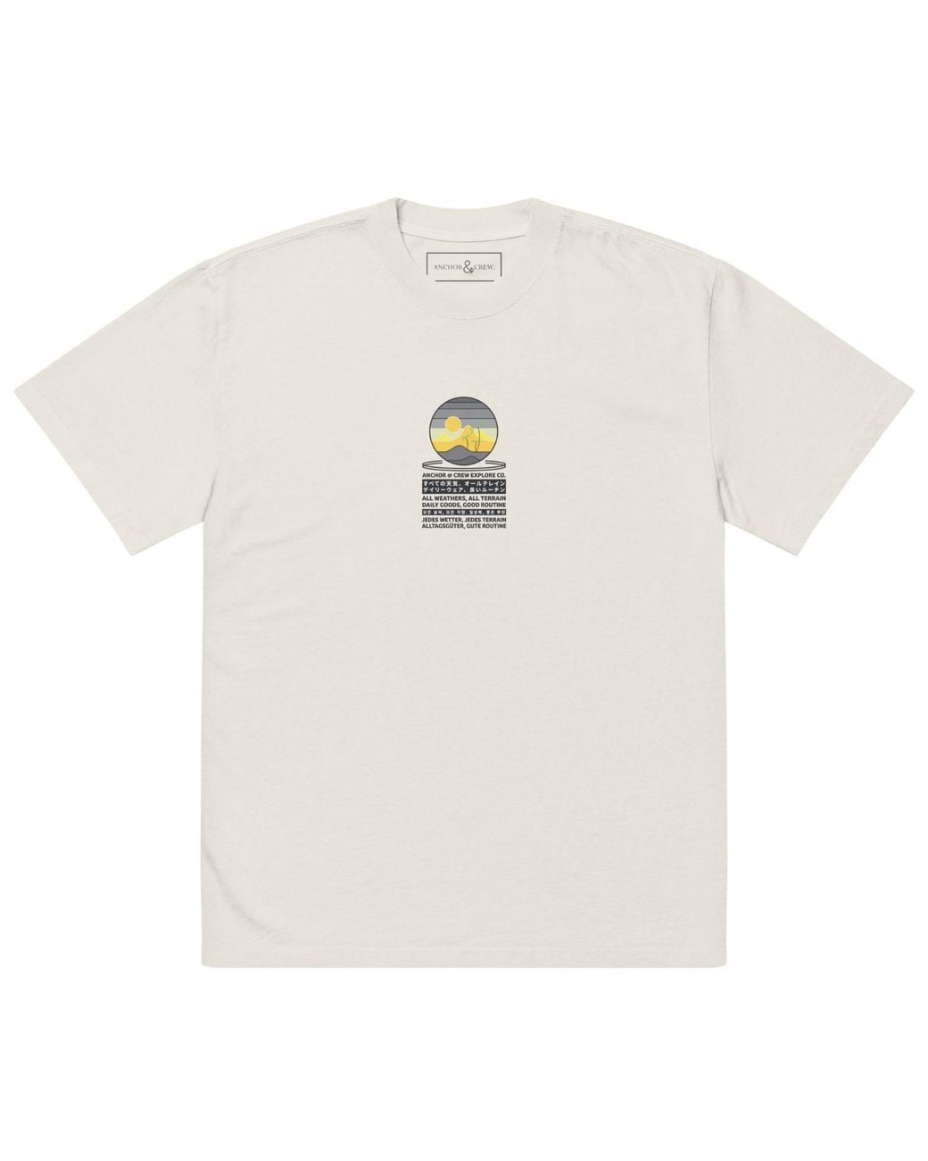 Anchor and Crew White Neutrals Faded Bone Desert Surf Explore Co. Oversized Cotton T-Shirt
