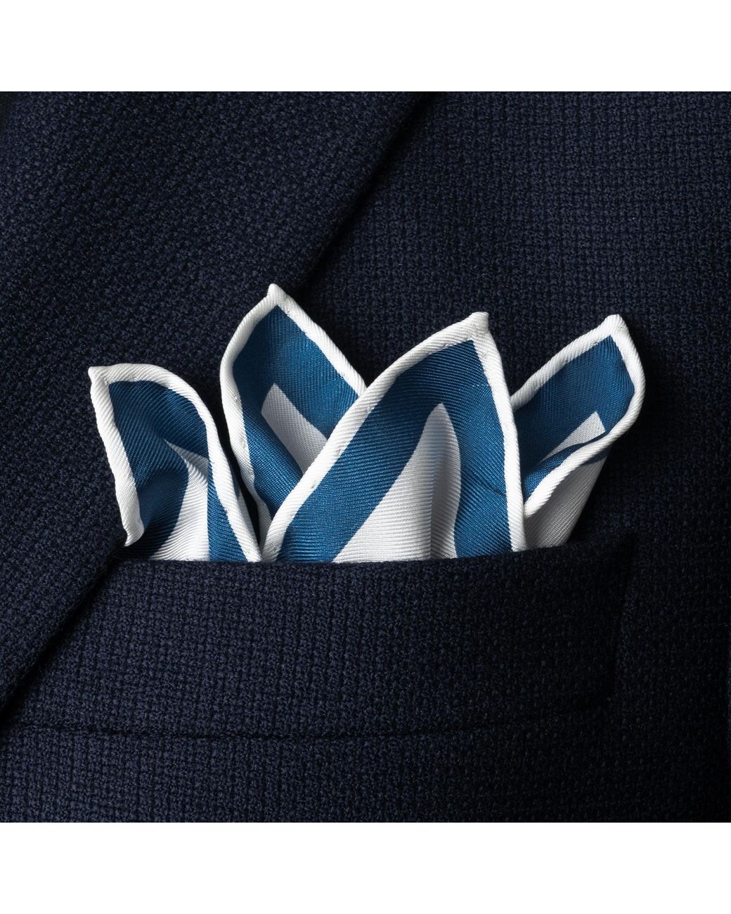 Otway & Orford White 'Chronos' Watch Design Silk Pocket Square for men