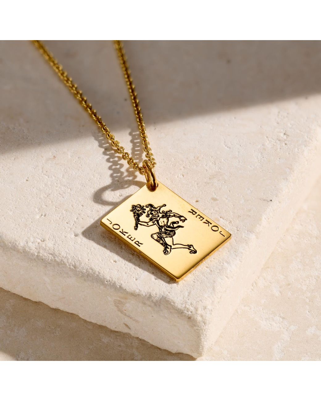 Posh Totty Designs Metallic Joker Playing Card Charm Necklace for men