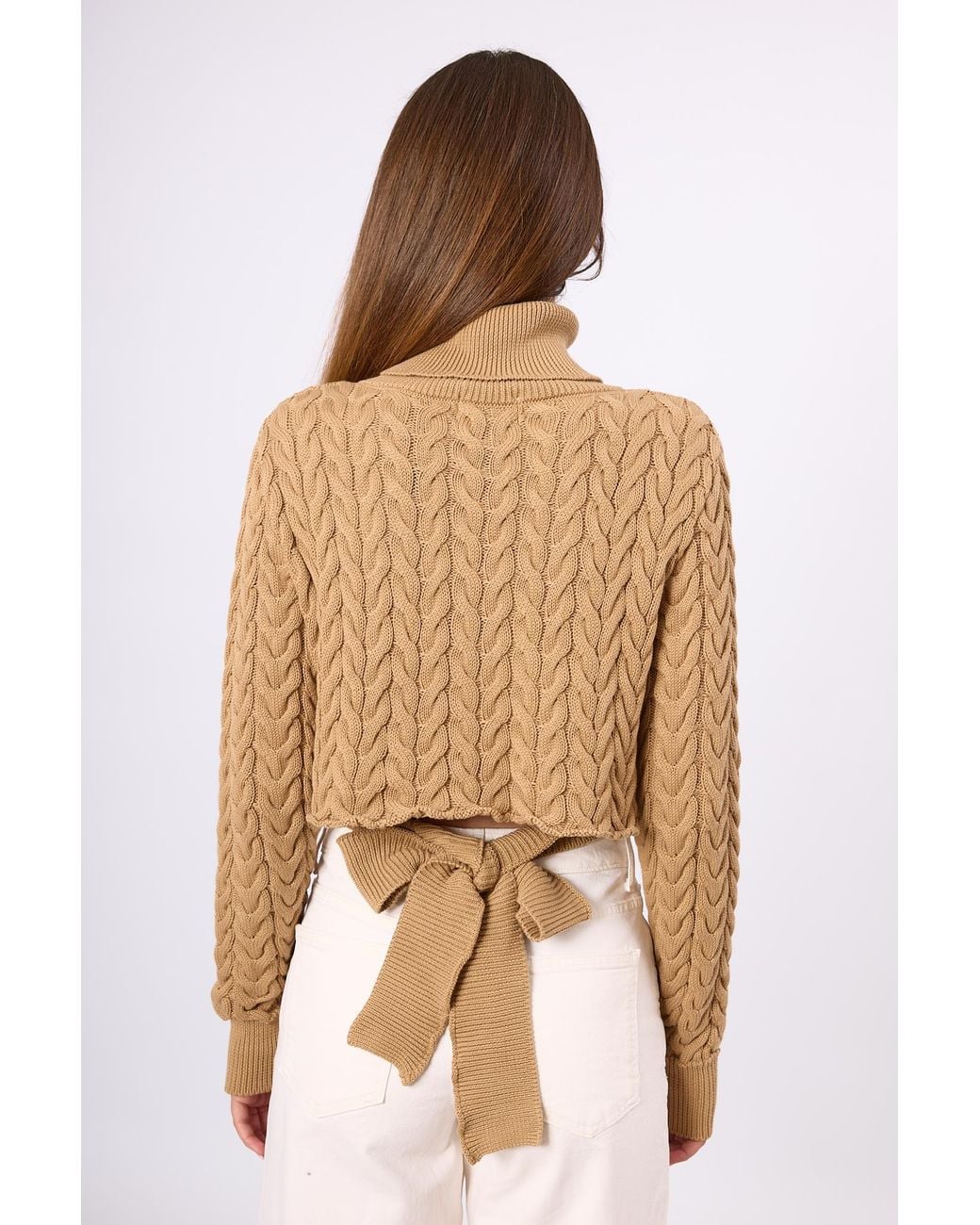 Peraluna White Scarlett Cable Knit Crop Jumper