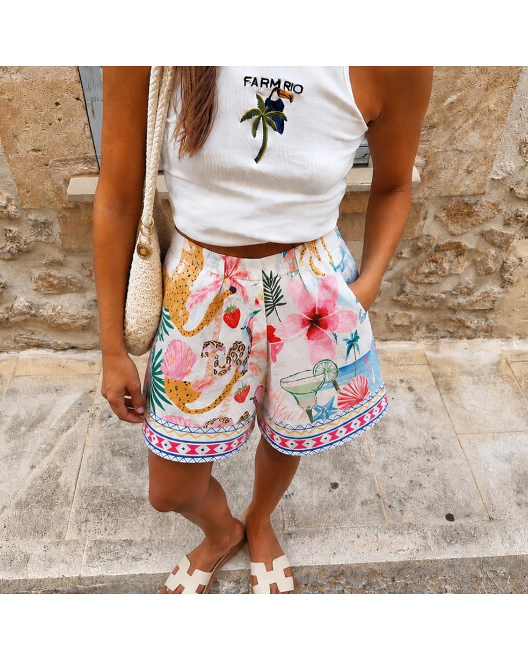 LOVEIST STORE Red Nancy Printed High Waist Pleats Shorts