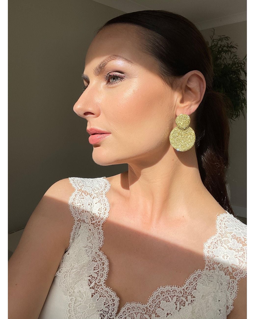 Crystals and Co Metallic Baby Double Drop Earrings