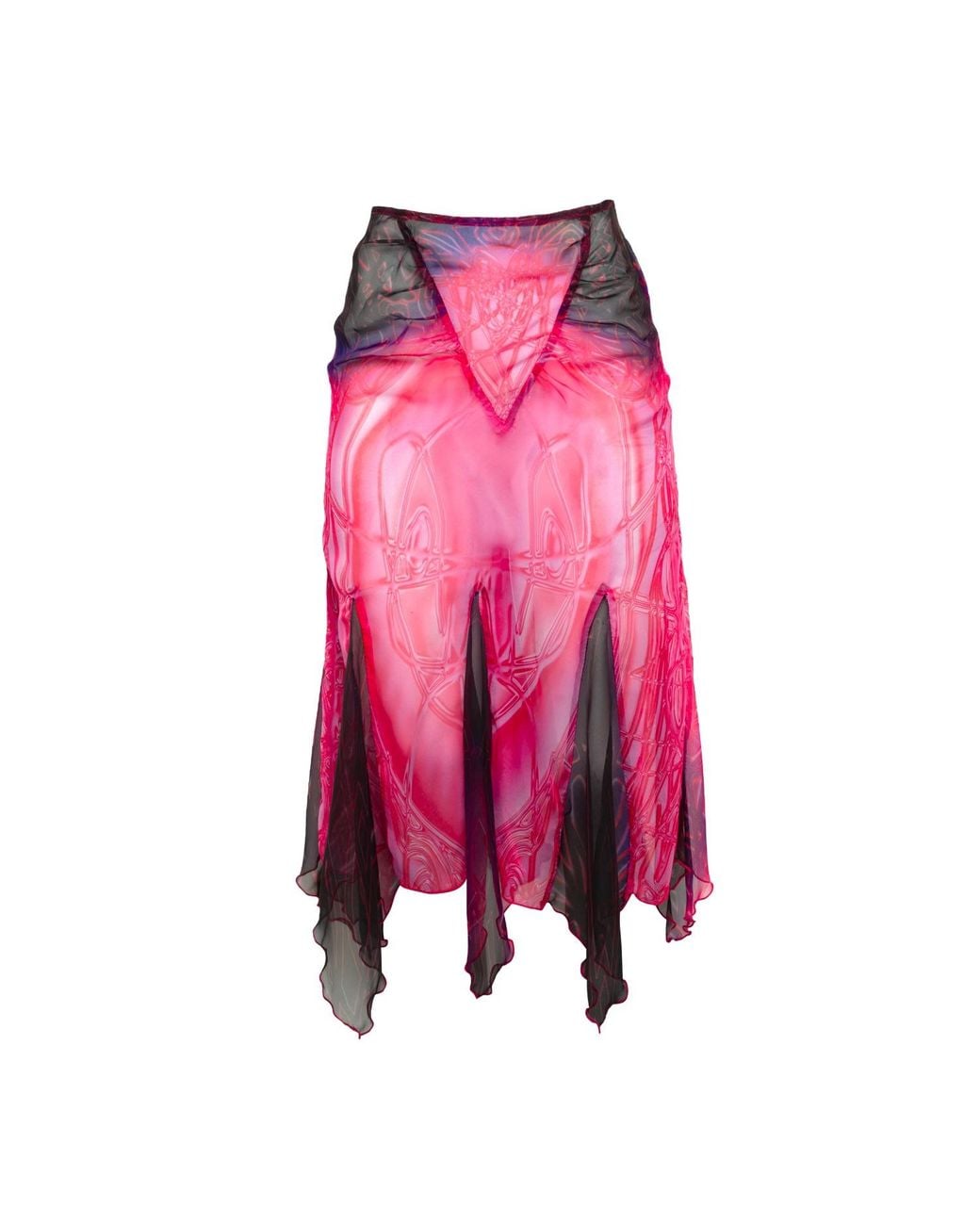 Paloma Lira Red Cherry Crystal Chiffon Skirt