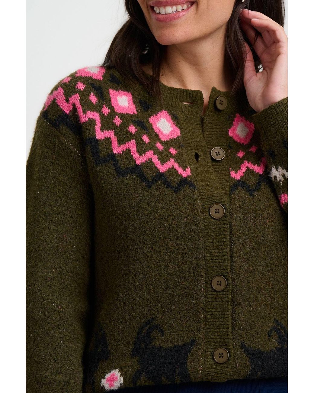 Sugarhill Black Olana Cardigan Goat Fairisle