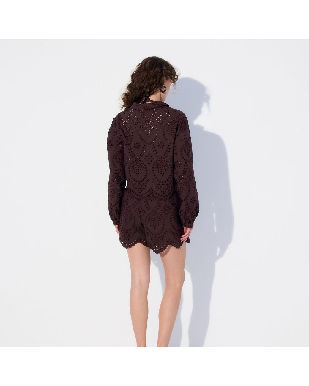 Thisisu Collection Brown Solstice Short -High Waist Broderie Short