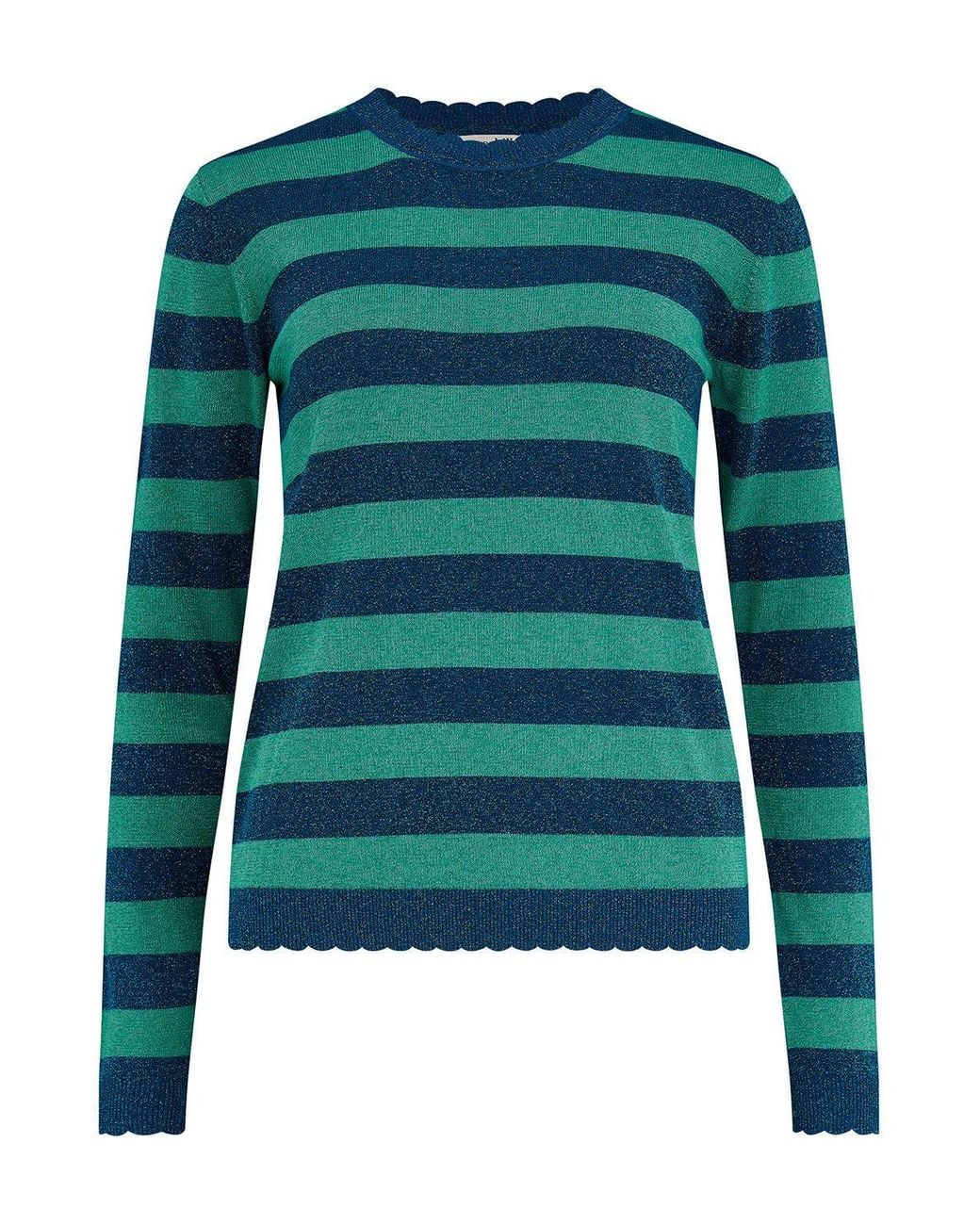 Sugarhill Green Alexa Scallop Sweater, Sparkles Stripe