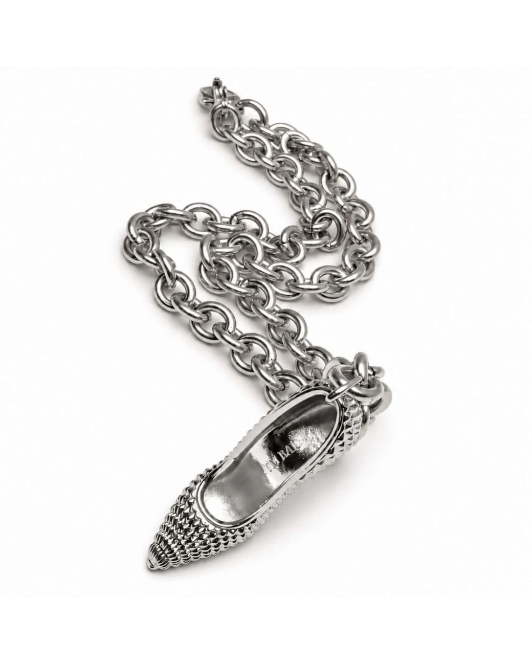 Jagged Halo Jewelry Metallic I'M Bad Stiletto Heel Chunky Chain Necklace Stainless Steel Plated