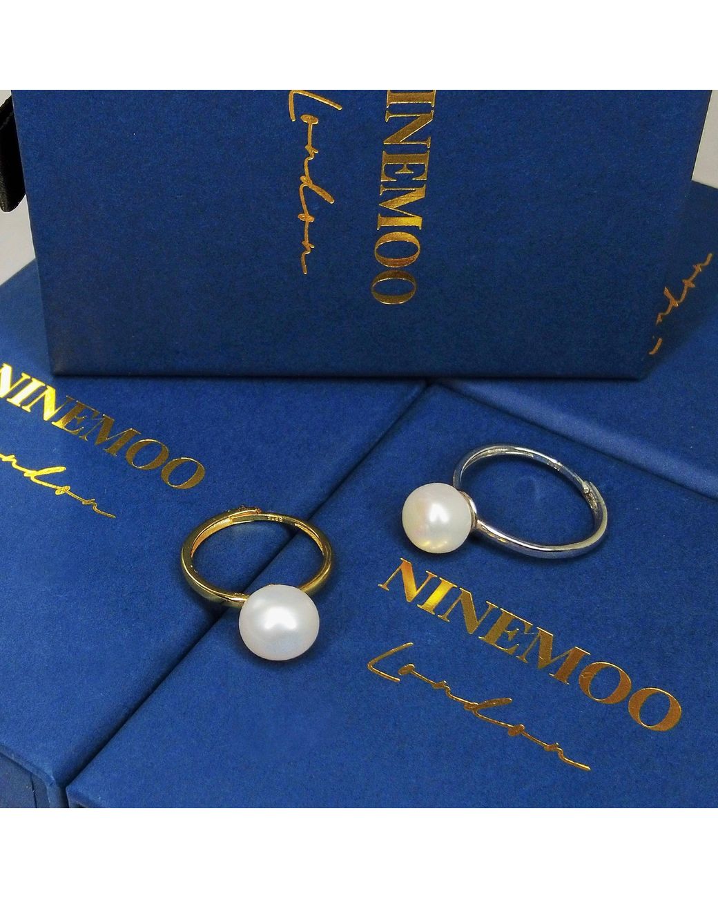 Ninemoo Metallic Classic Pearl Ring