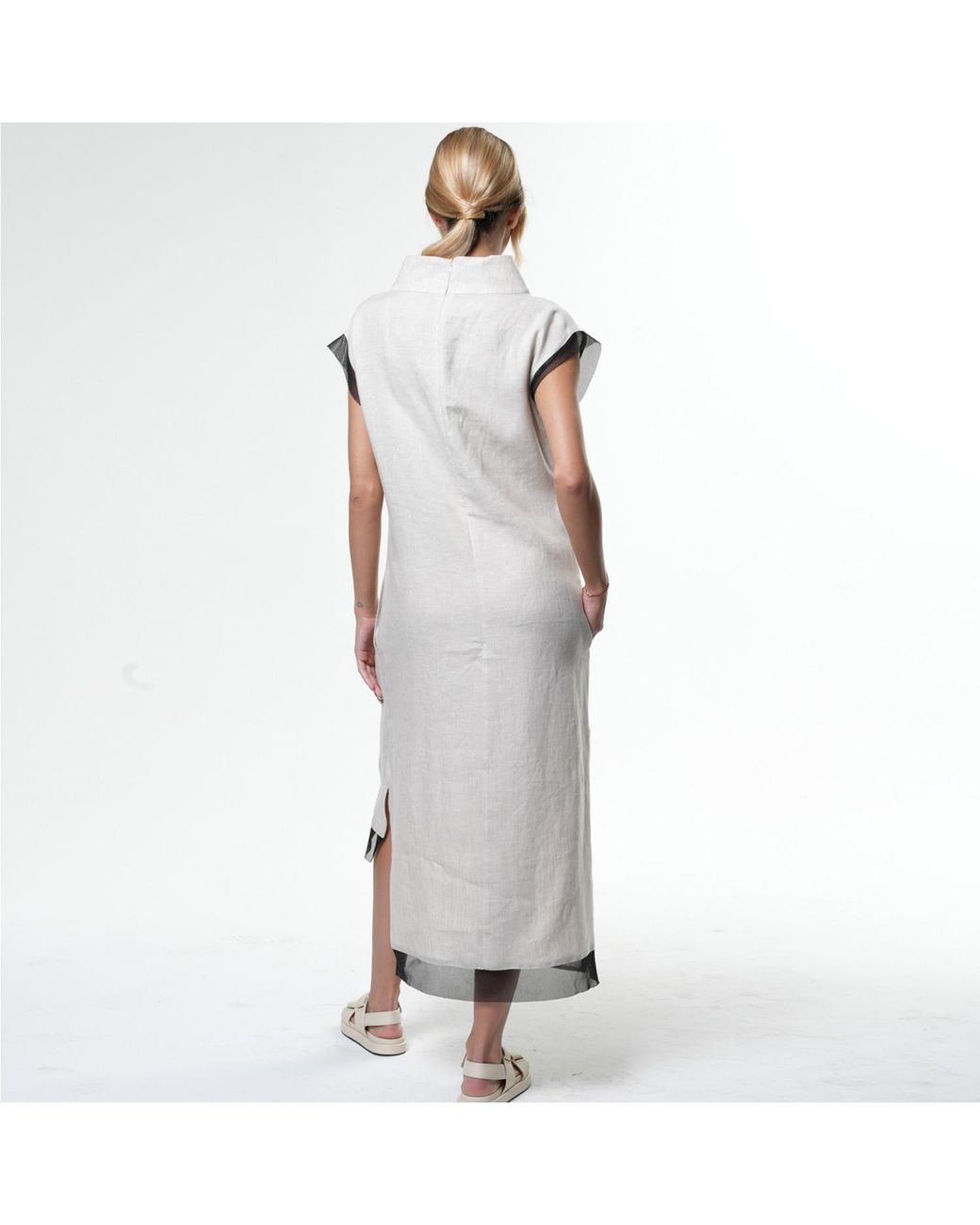 Metamorph White Neutrals Long Linen Dress