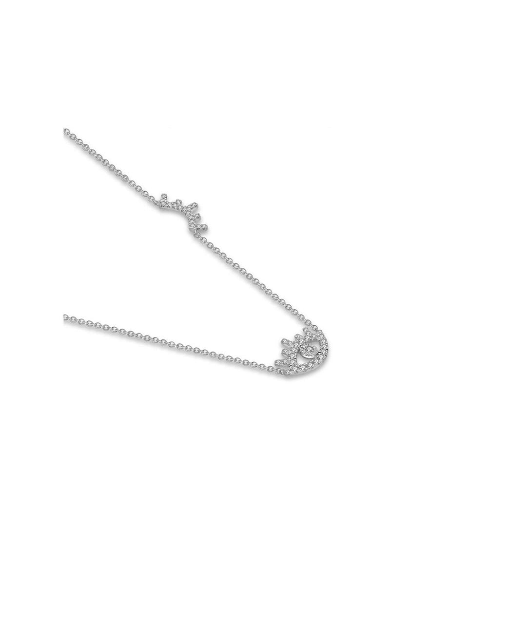 Genevieve Collection Metallic 18K Evil Eye & Eyelash Diamond Necklace