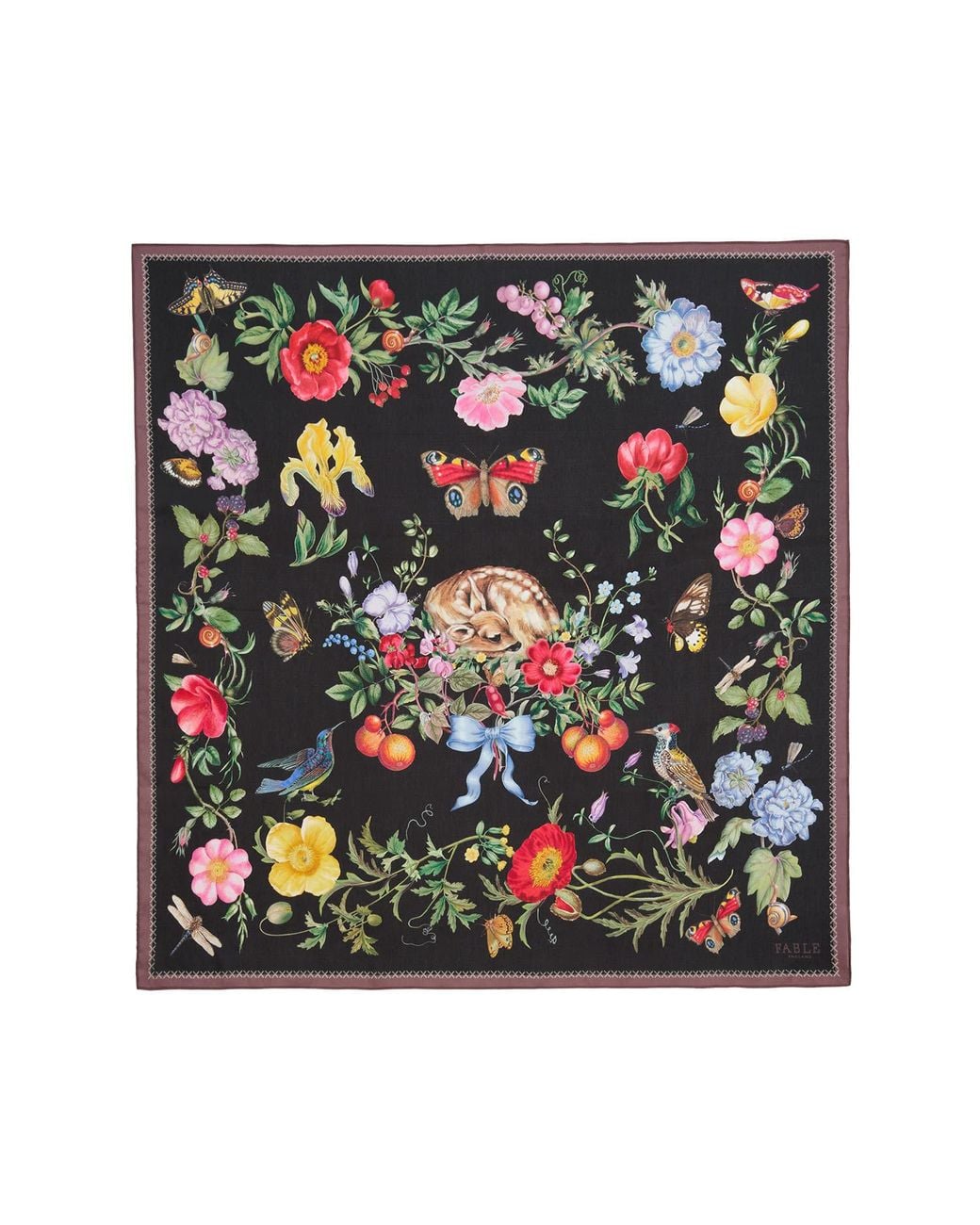 Fable England Green Alice's Garden Narrative Square Scarf