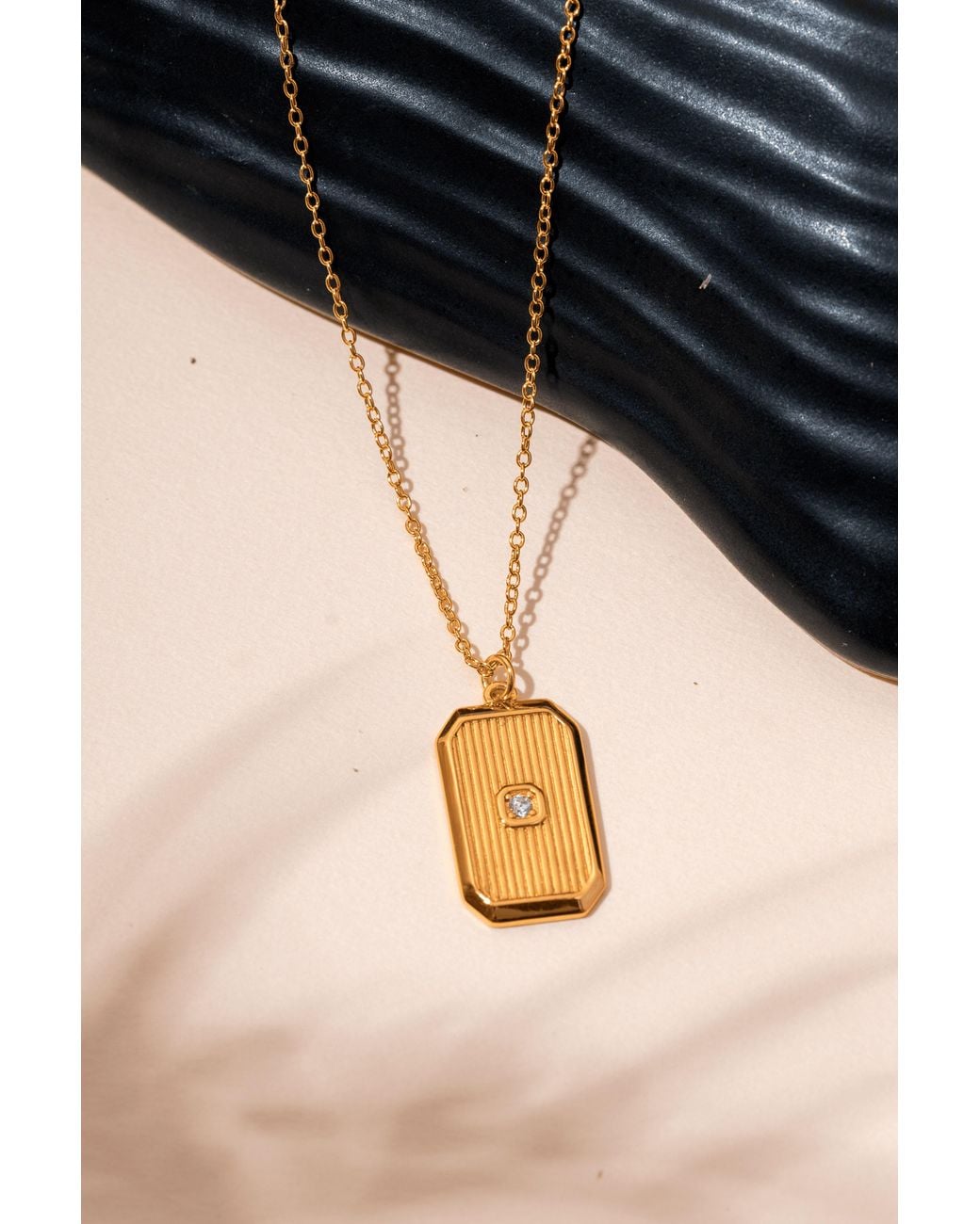 Zynnia Collective Metallic Octagon Textured Pendant Necklace