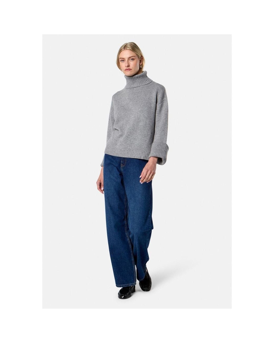 Helen Mcalinden Gray Carol Chunky Marl Cashmere Roll-Neck Sweater