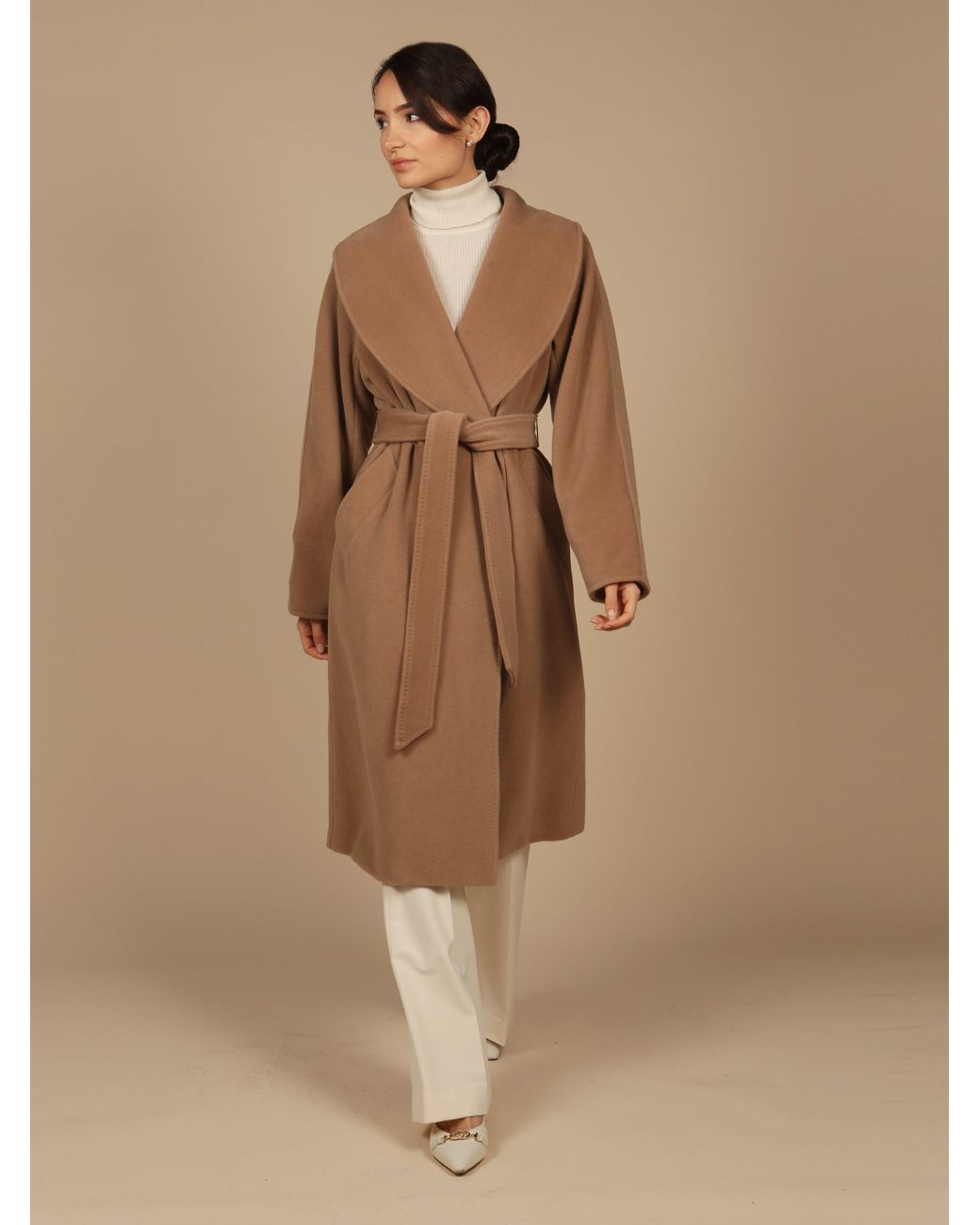 Santinni Brown 'Hepburn' 100% Italian Virgin Wool & Cashmere Coat