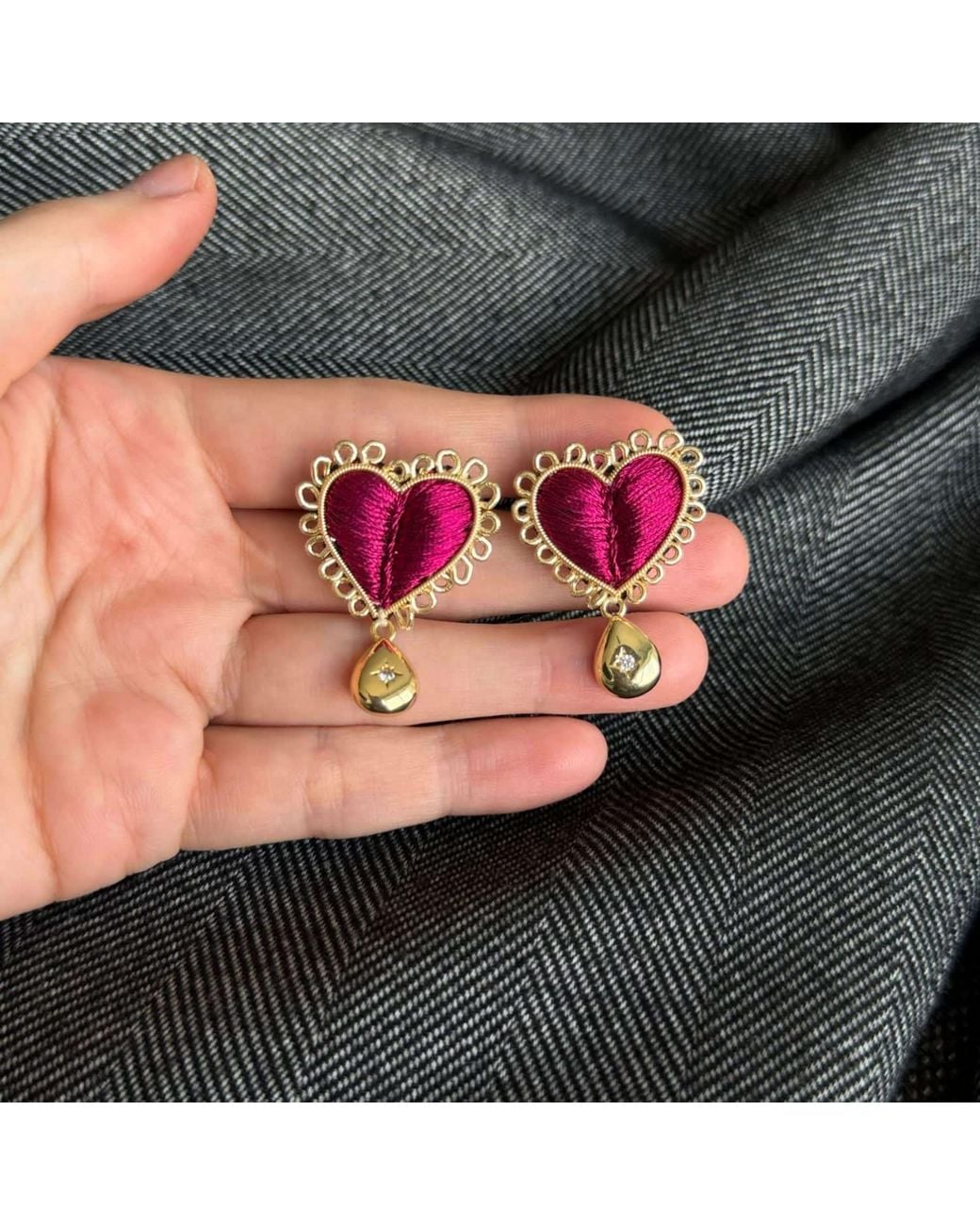 VETKA Purple Heart Stud Earrings- Heart Of Fire
