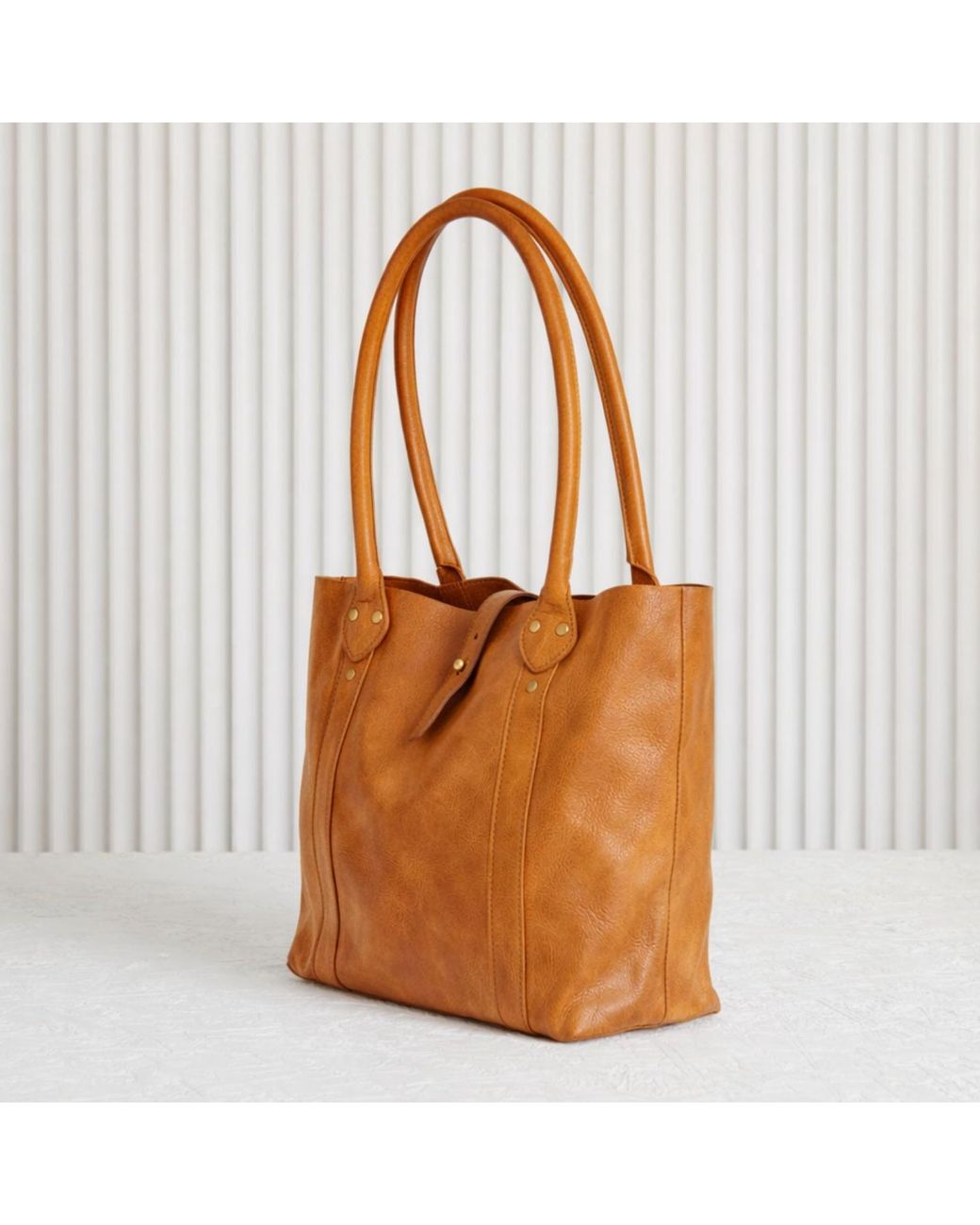 VIDA VIDA Orange Tan Soft Luxury Leather Tote Bag