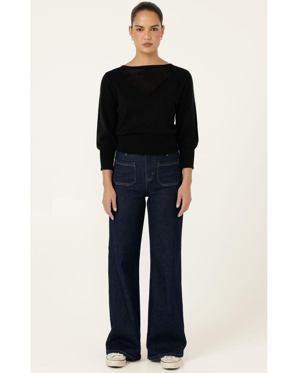 SACHA DRAKE Black Chloe Three Quarter Sleeve Knit Top