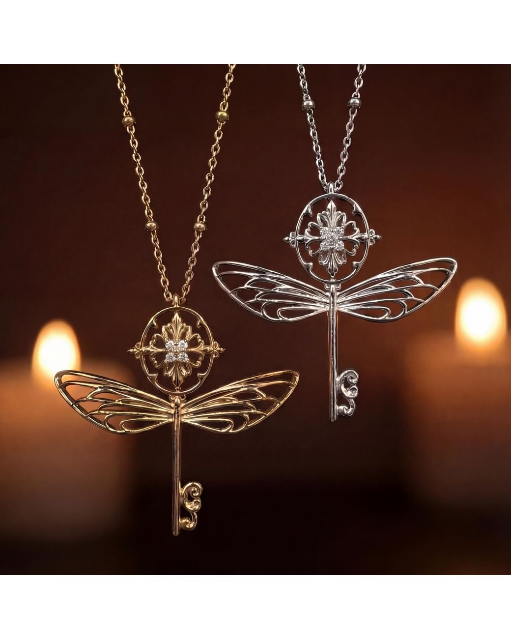 Azura Jewelry New York White The Wandering Key Necklace Vermeil